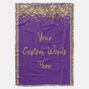 Manta Cumpleaños Personalizado Fiesta Morado Dorado