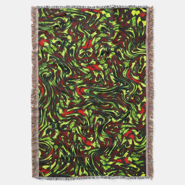 Manta Curvas rojizas rústicas amarillas y rojas vívidas (Frente vertical)