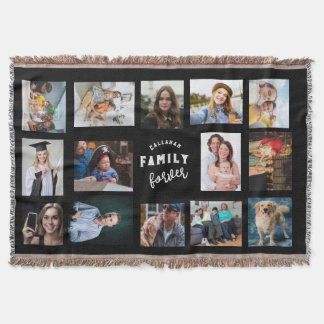 Manta Custom Family Photo Collage Throw Blanket - 14 Pic