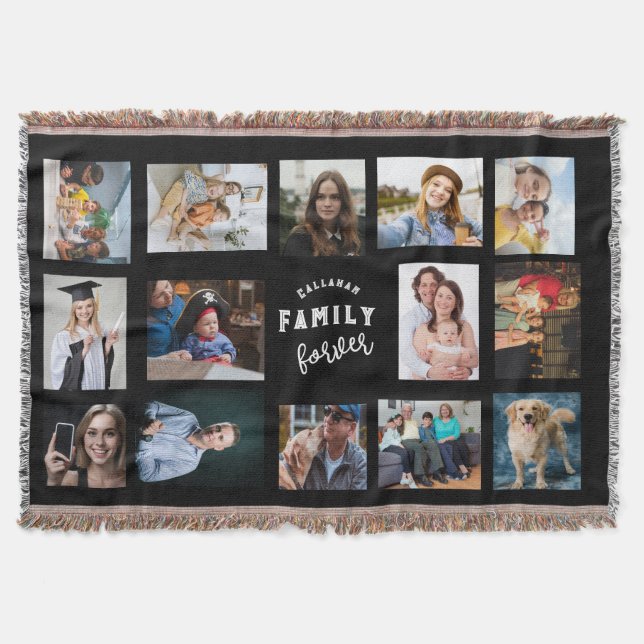 Manta Custom Family Photo Collage Throw Blanket - 14 Pic (Anverso)