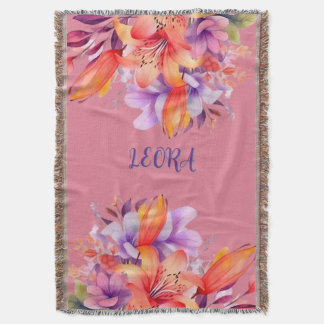 Manta Custom Name Flower Cozy Fleece Throw
