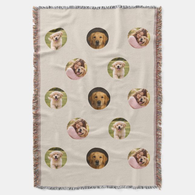 Manta Custom Pet Family Photo Mother's Day Blanket Beige (Frente vertical)