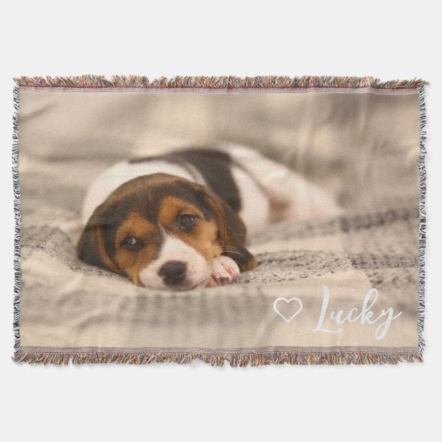 Manta Custom Pet Photo & Name Throw Blanket (Anverso)