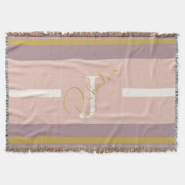 Manta Customized Blush Pink Gold Stripe Monogram Chic 