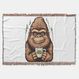 Manta Cute Bigfoot Drinking Coffee  Funny Sasquatch 