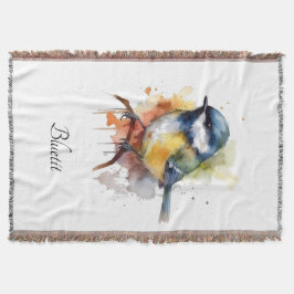 Manta Cute Bluetit en una sucursal, personalizado