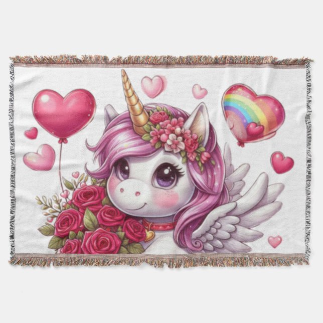 Manta Cute El día de San Valentín unicorn (Anverso)