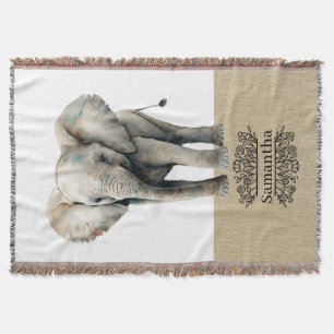 Manta Cute Elephant Throw Blanket