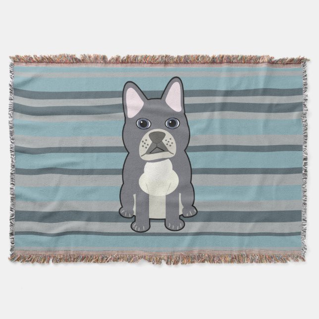 Manta Cute French Bulldog Blue Striped (Anverso)
