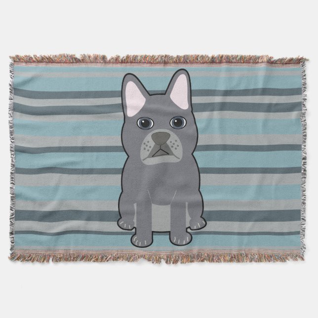 Manta Cute French Bulldog Blue Striped (Anverso)