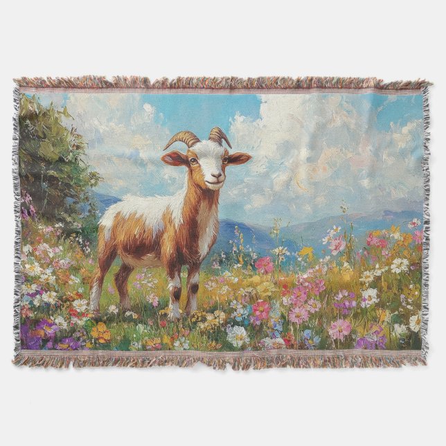 Manta Cute Goat Colorful Wildflower Meadow (Anverso)