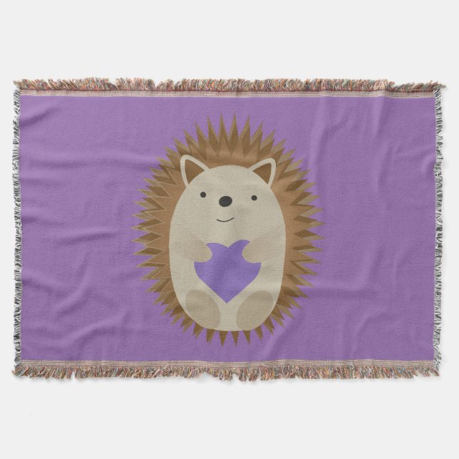 Manta Cute Hedgehog con un corazón morado (Anverso)
