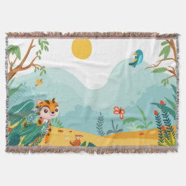 Manta 🦁 Cute Jungle Animal Kids Blanket