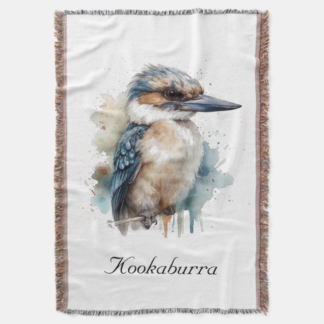 Manta Cute Kookaburra en una sucursal, personalizado (Frente vertical)