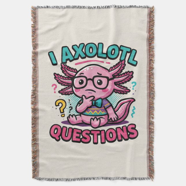 Manta Cute Nerd Axolotl I Axolotl Preguntas Marcas Meme (Frente vertical)