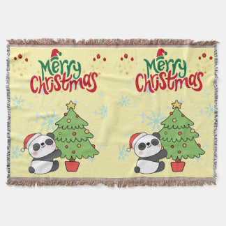 Manta cute panda merry Christmas blanket