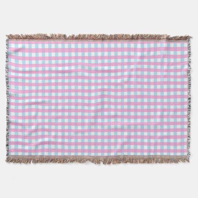 Manta Cute Pastel Rosa Azul Gingham Check (Anverso)