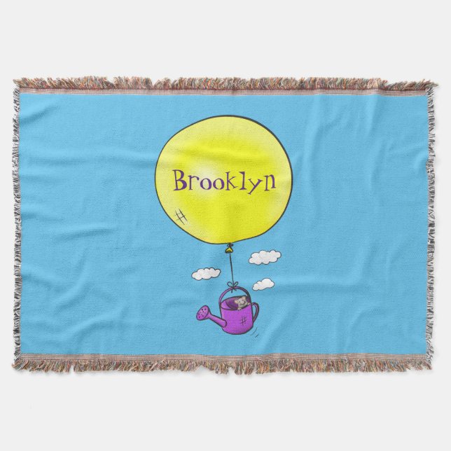 Manta Cute ratón en la lata de riego con personalizado d (Anverso)