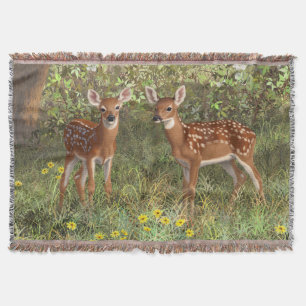 Manta Cute Whitetail Deer Twin Fawns