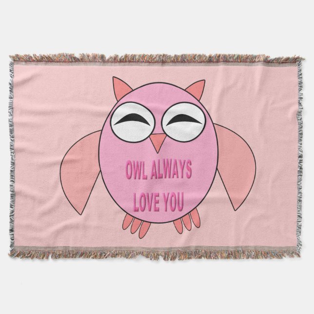 Manta Cuto mensaje de amor Owl Throw Blanket (Anverso)