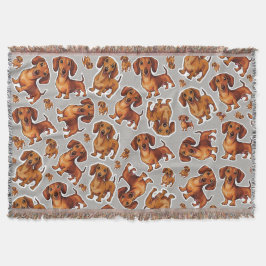 Manta Dachshund Dog Pattern Fleece Blanket