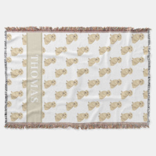 Manta Dachshund Personalizado (Pelo Largo, Crema Beige) 