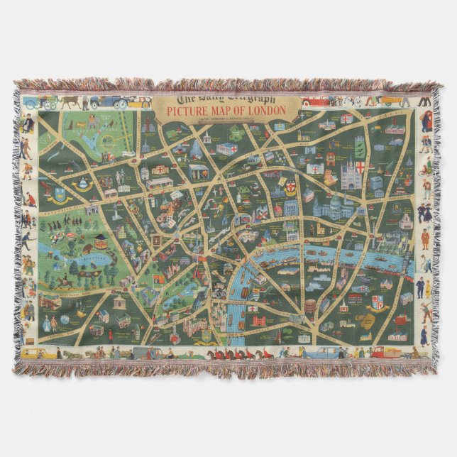 Manta Daily Telegraph representa el mapa de Londres (Anverso)