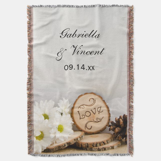 Manta Daisies blancos rusos Boda de Woodland Keepsake (Frente vertical)
