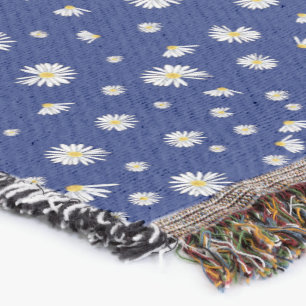 Manta Daisies En Una Cama De Tira Azul