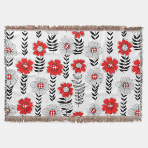 Manta Daisy doodles en rojo y negro
