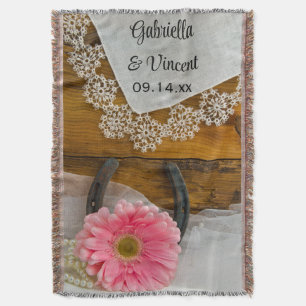 Manta Daisy rosa, encaje y Boda occidental herradura