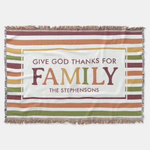 Manta Dale GRACIAS Otoño Rayas Familia Personalizado