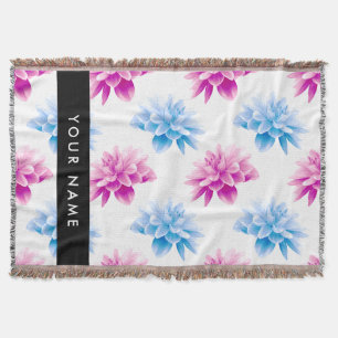 Manta Dalia Rosa y Azul, Patrón Floral, Tu Nombre