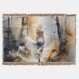 Manta Dama Caminando Por Un Bosque