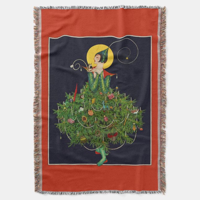 MANTA DAMA CON NAVIDADES GIFA DE MODA DE BELLEZA ART DEC (Frente vertical)