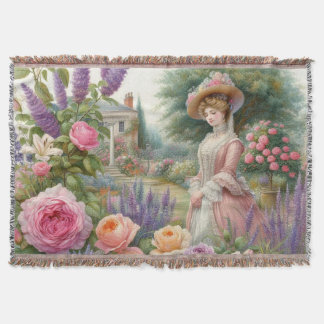 Manta Dama victoriana vintage decoupage de jardín floral