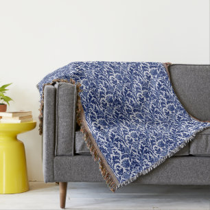Manta Damasco de botellas de William Morris, azul cobalt