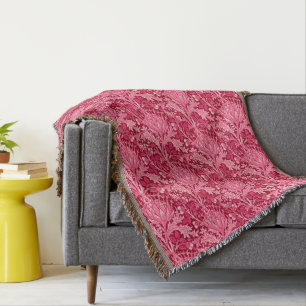 Manta Damasco de William Morris, rosa del fucsia