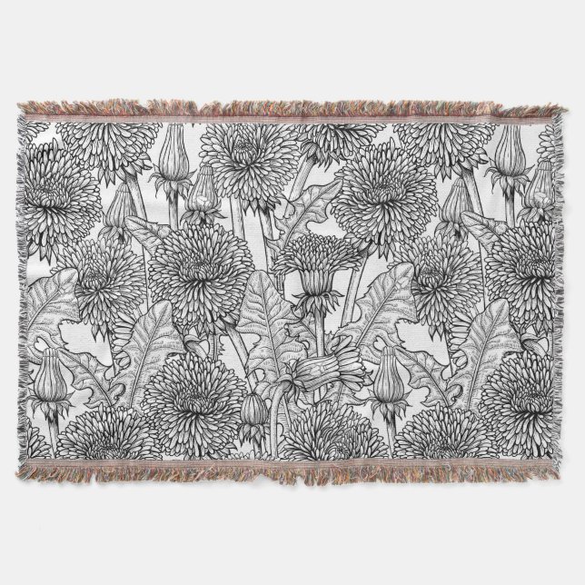 Manta Dandelions, negro y blanco (Anverso)