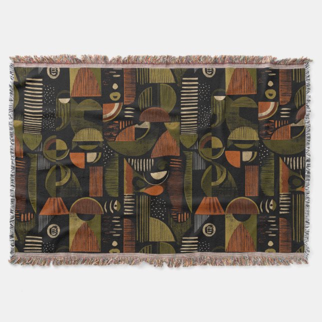 Manta Dark Mid Century Geometric Pattern (1) (Anverso)