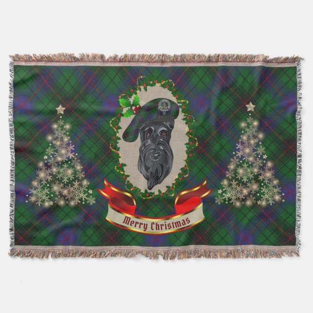 Manta Davidson Scottie Dog Navidades Throw Blanket (Anverso)