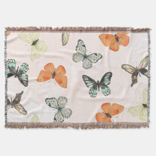 Manta de Algodón y Felpa con Patrón de Mariposas