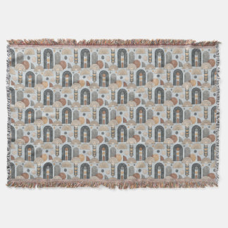Manta de Arrojar Arcos Modernos Boho Azul Brumoso