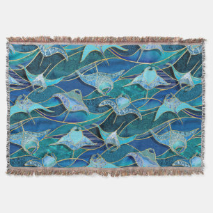 Manta de arte en mosaico azul turquesa de zafiro