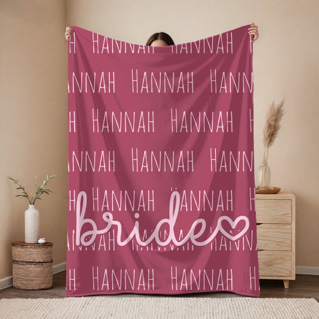 Manta de boda personalizada regalo de boda para la (Personalized Bridal Party Throw Blanket Gift for Bride, Custom Name Wedding Blanket Gift for Bride)
