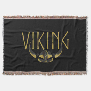 Manta de casco de vikingo con cuernos