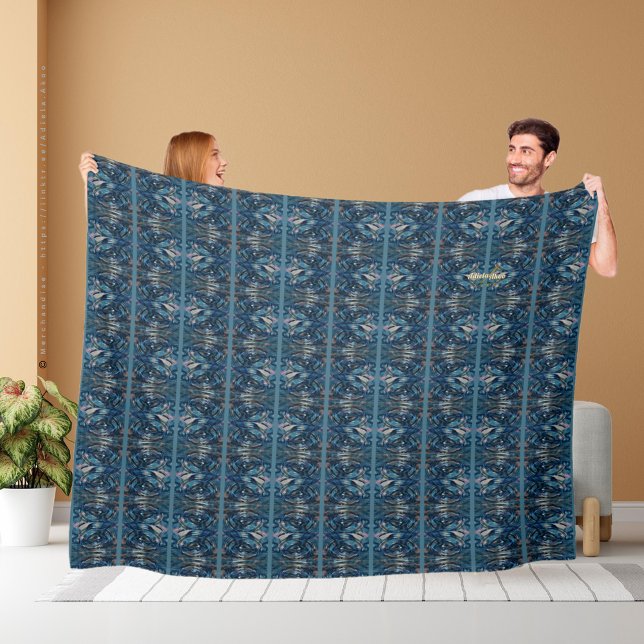 Manta de cuadros de franja azul de Poet Adiela Ako (Blue Stripe Paisely Blanket designed by Poet Adiela Akoo. Browse my store 4 cool finds & great buys!)