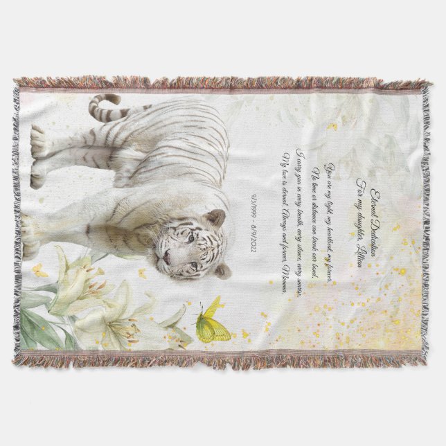 Manta de Devoción Tigre Blanco y Lirios (Anverso)