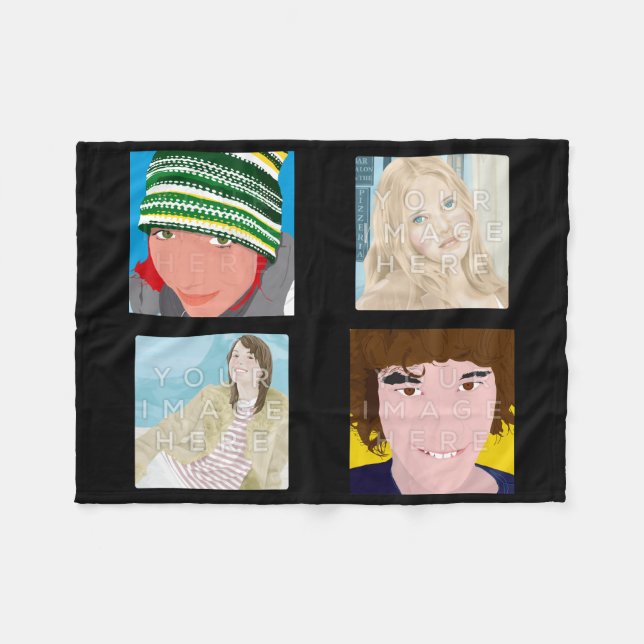 Manta de encargo negra del paño grueso y suave de (Frente (Horizontal))