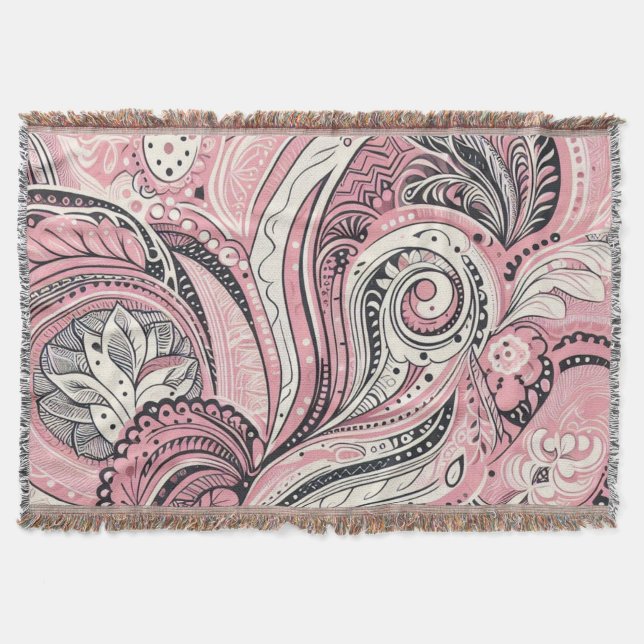 Manta de estudio en casa Pink Paisley (Anverso)